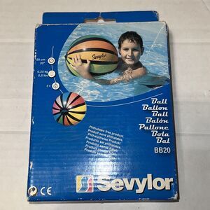 Vintage Retro Sevylor 20 Inch Multi Color Striped Pool Summer One Beach Ball